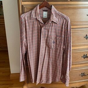 Chaps Men's Rust and White Plaid Button-Down Shirt